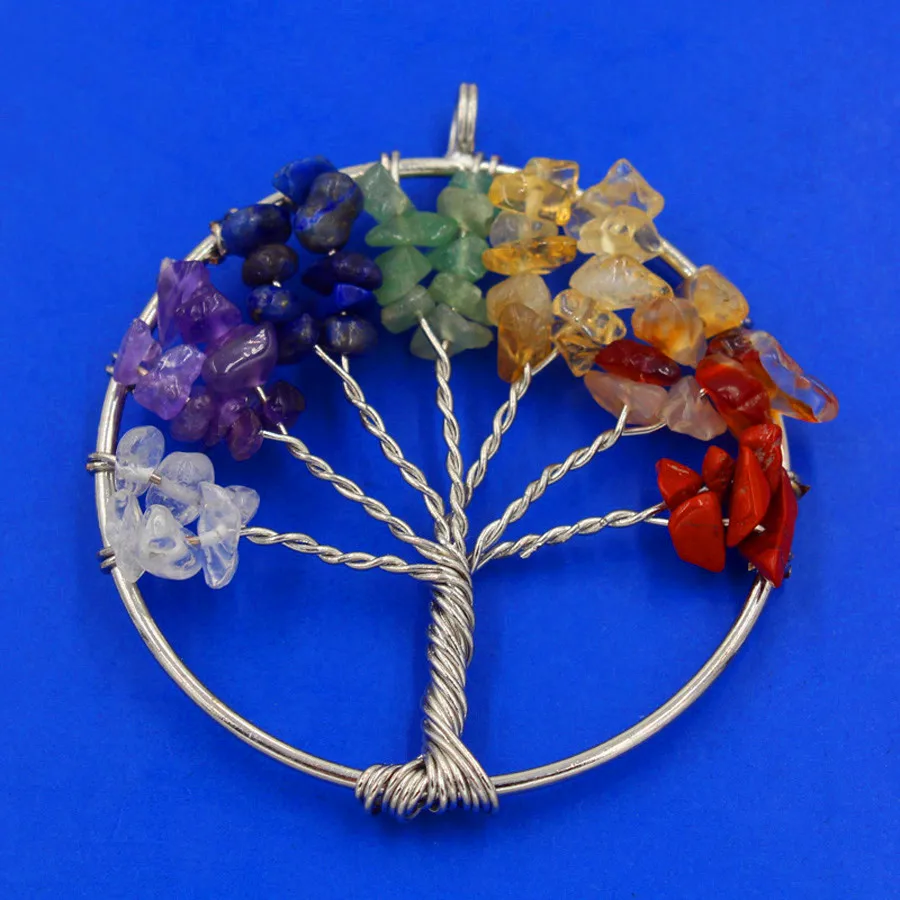 7 Чакра камень подвеска с деревом жизни маятник кристалл лазурит и т. Д. Кристалл