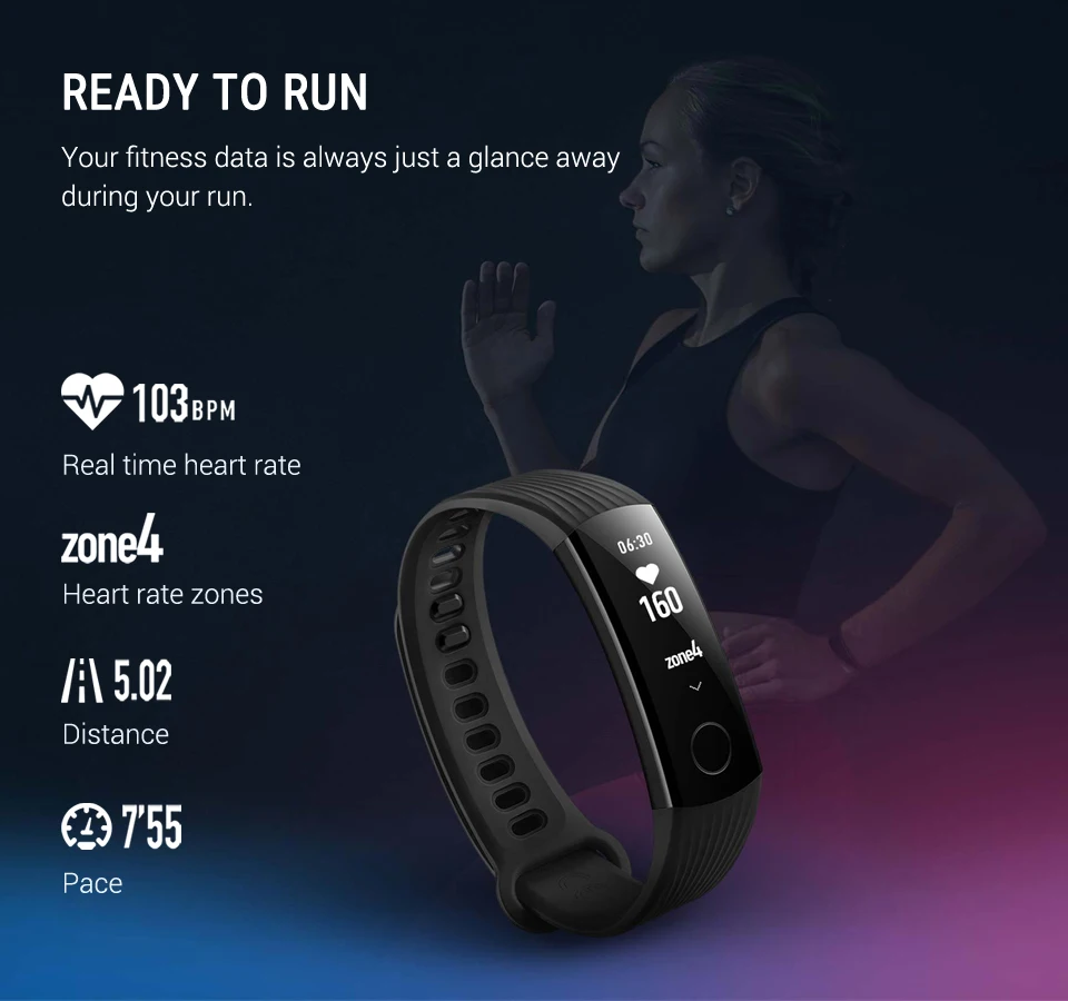 Huawei Honor Band 3 Смарт-Браслет фитнес монитор сердечного ритма сна 5ATM водонепроницаемый плавательный сенсорный экран трекер SmartWatch