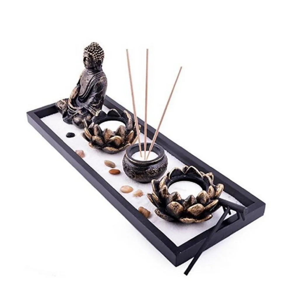 Фэн шуй Зен сад песок Будда камни горелка для благовоний в виде лотоса W Fengshuisale