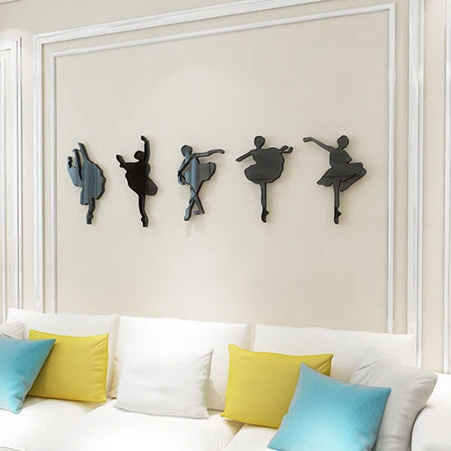 

Girls Ballet Shaped Wall Stickers Home Decor Dancing Room Music Room Acrylic Decorative
