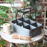 multiple usage 6 equal space rectangle small antique vintage handcrafted zinc planter box zinc caddy