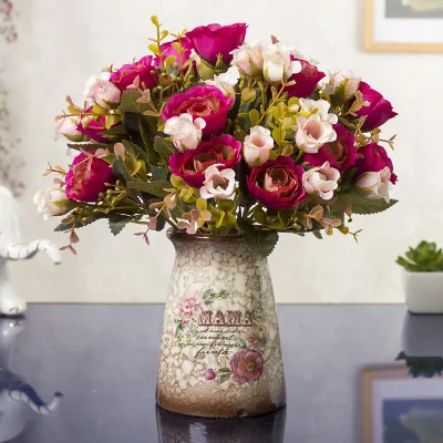 Cup Rose Pink 1 комплект Искусственные цветы Магнолия Denudata букет в форме рыбьего хвоста Керамика ваза свадебное украшение дома украшение поддельный цветок 6 видов цветов - Цвет: Cup Rose Pink