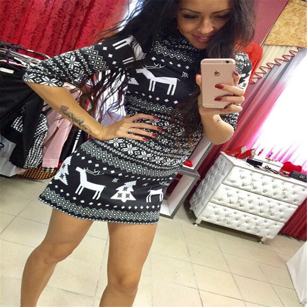 2018 Новый стиль Модное сексуальное женское рождественское Вечернее свободное