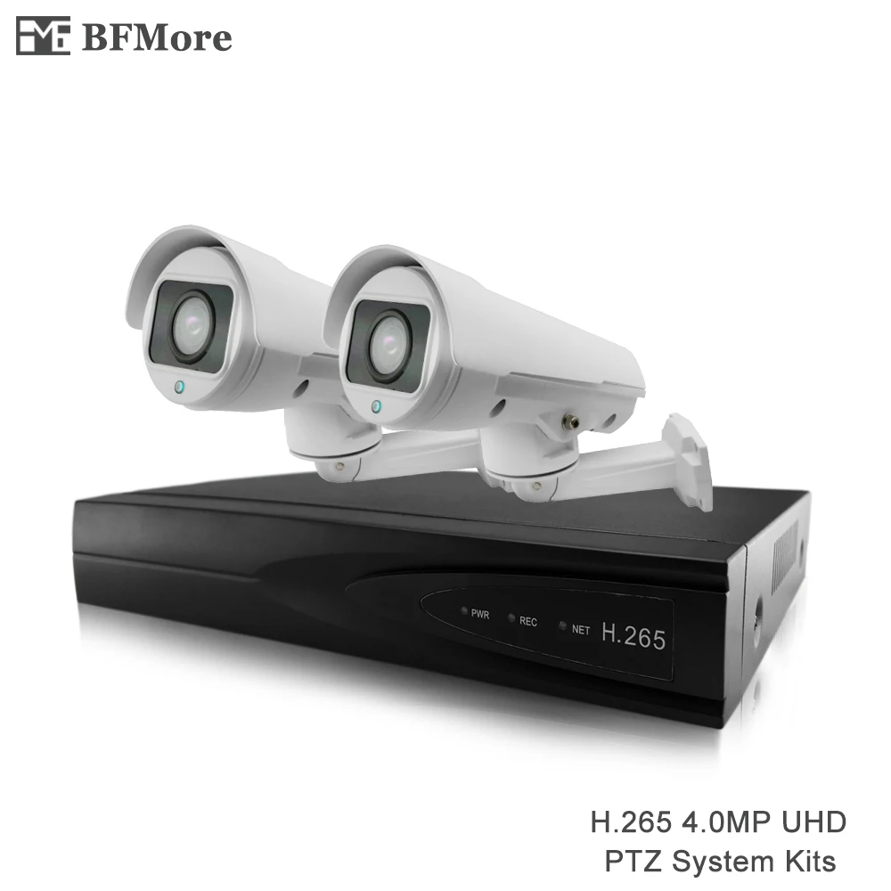 BFMore 2ch H.265 PTZ 4.0MP Системы Наборы открытый Водонепроницаемый IP Камера 5 50 мм 10X зум