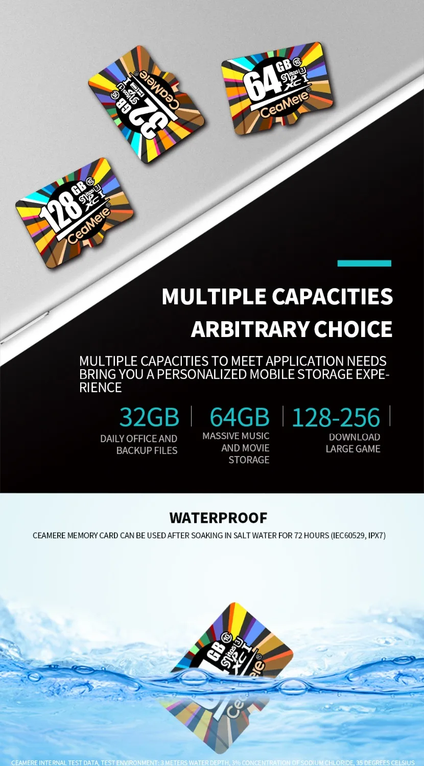 CeaMere карта памяти 256 ГБ 128 Гб 64 Гб U3 UHS-3 32 ГБ Micro sd карта класс 10 UHS-1 флэш-карта памяти Microsd TF/sd карта s для планшета