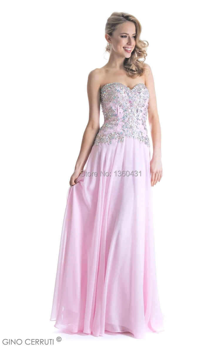 New Fashion high quality classic prom gowns sweetheart zipper a line dress appliques crystal chiffon dresses 2015 | Свадьбы и