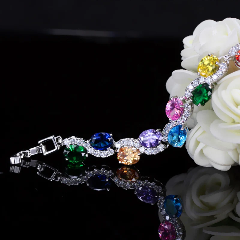 Женский браслет с фианитом CWWZircons широкий на свадьбу и вечеринку CB114|cubic zirconia