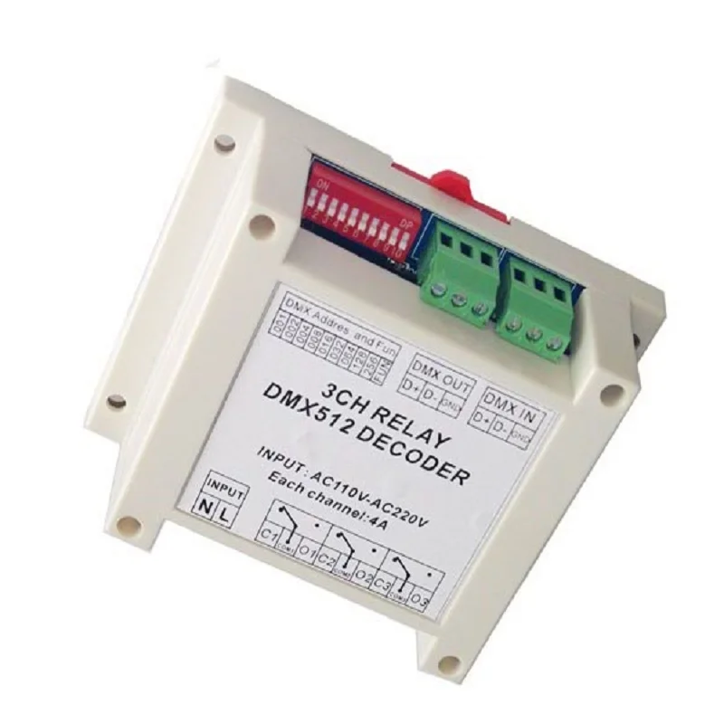 1 шт. 3CH светодиодный декодер DMX-RELAY-3 канала dmx512 3P реле RGB контроллер использовать