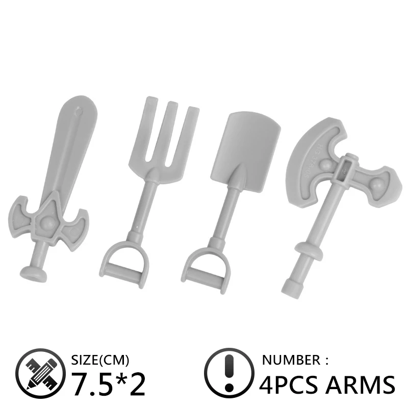 4pcs arms Мини-оружие в Военном Стиле Замок Рыцарь седло пистолет оружие фигурки большой размер строительные блоки игрушка аксессуар совместим с Duplo - Цвет: 4pcs arms