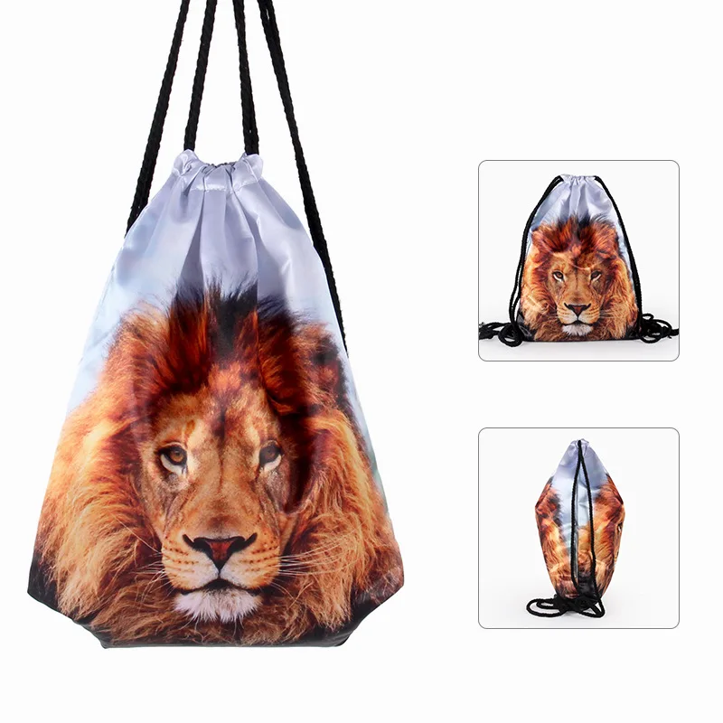18 шт./лот сумка-кисет 3D Lion Printed/Оксфорд школьные сумки для мужчин женщин сумка