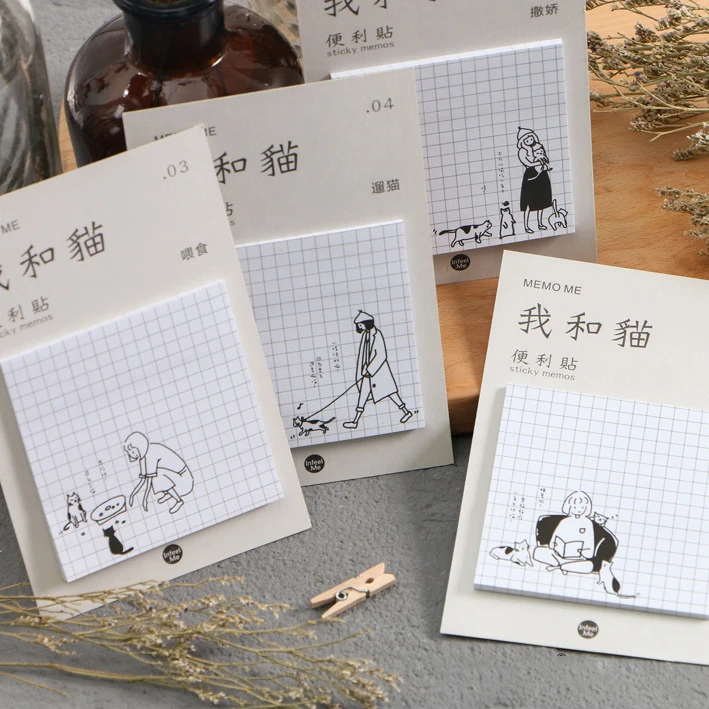 

Creative Cat Memo Pads Squared 30 Sheets Sticky Memos Cute Student Postmark Sticky Notes School Office Supplies Stationery