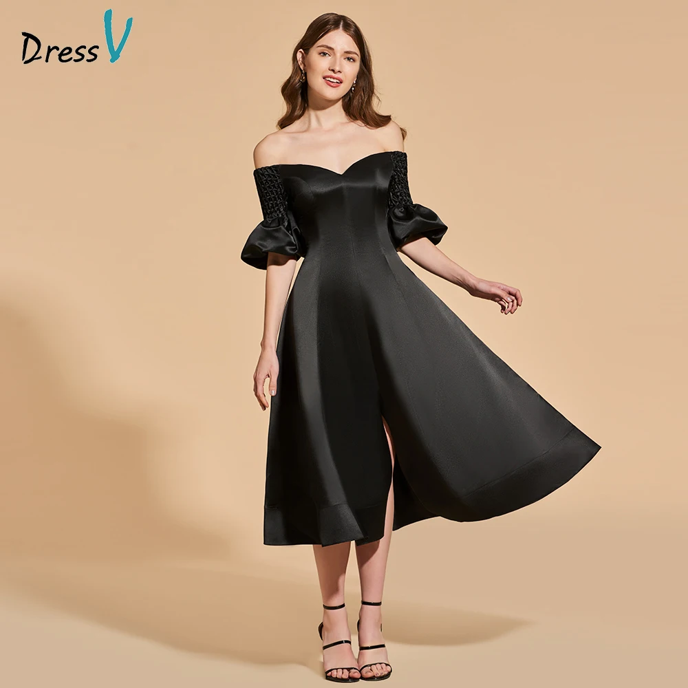 Черное коктейльное платье Dressv с коротким рукавом на молнии вечерние