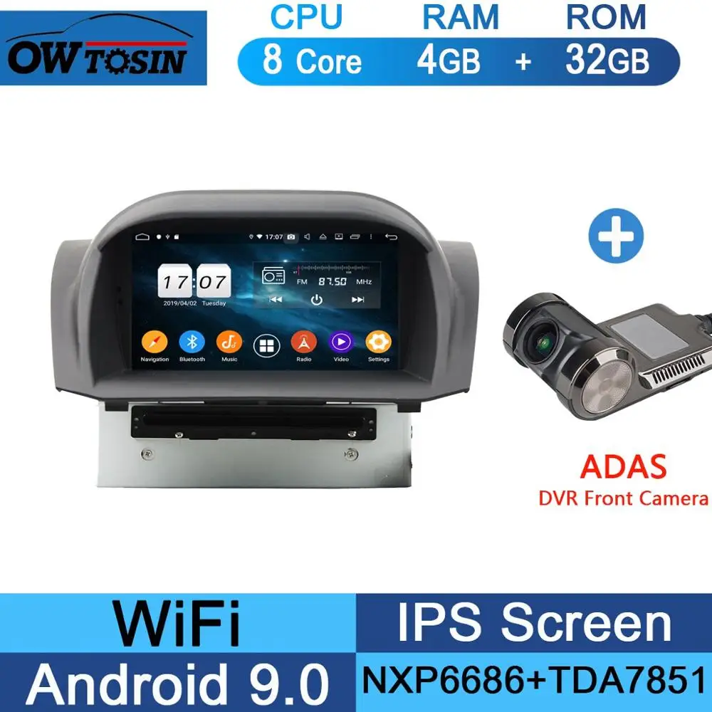 32G Adas Camera " ips 1024*600 Octa 8 ядерный 4 Гб ram+ 64 Гб rom Android 9,0 автомобильный dvd-плеер для Ford Fiesta 2011- DSP радио gps Parrot BT Adas - Цвет: 32G Adas Camera