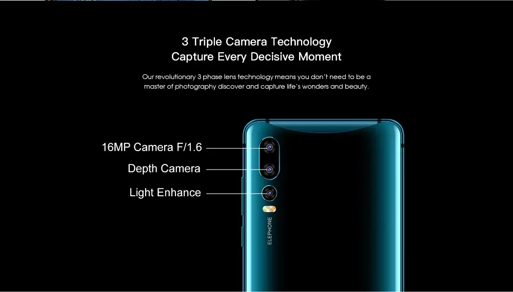 Elephone U2 мобильный телефон Android 9,0 MT6771T 6,26 дюймов FHD+ экран 16MP всплывающая камера лицо ID 4G LTE смартфон