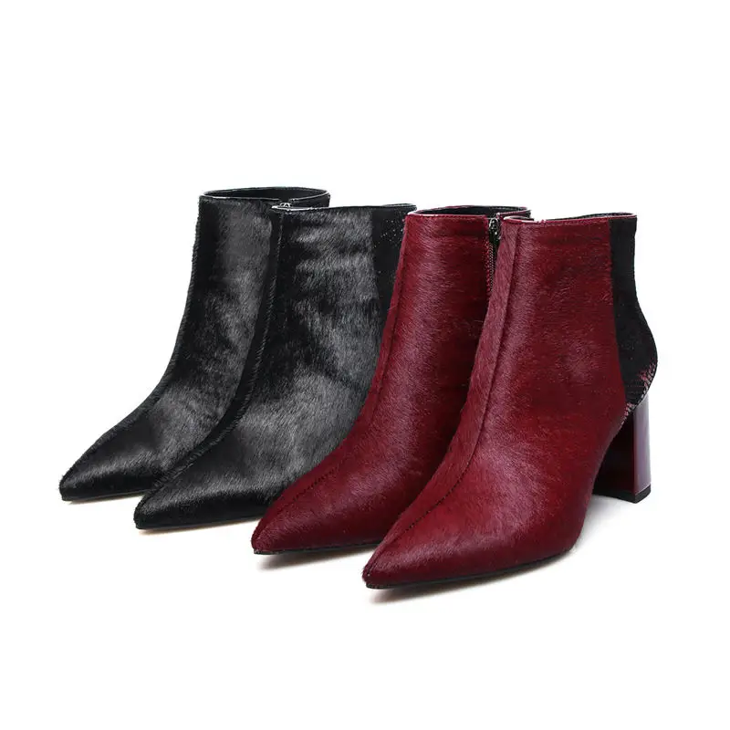 Женские ботильоны с острым носком на молнии большие размеры 34 43|Женские