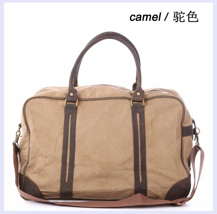 2019 Vintage Military Canvas Leather Men's Travel Bag Large Duffle Bag Canvas Tote Luggage Bag Boston Overnight Bag weekend big