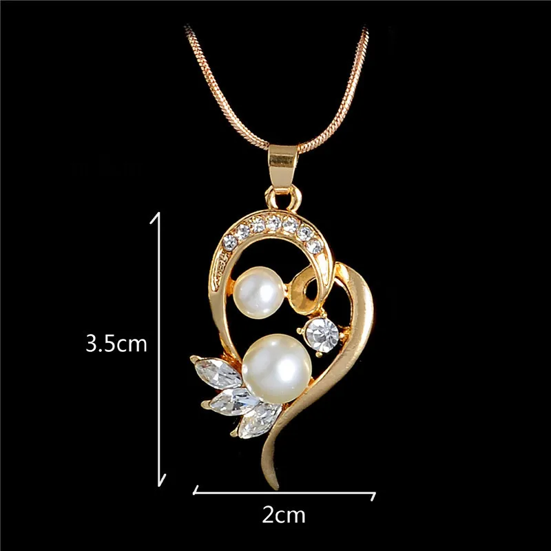 Fashion Simulated Pearl Jewelry Sets for Wedding Cute Flower Stud Earrings Crystal Wings Pendant Necklace Gold Color Chain | Украшения и