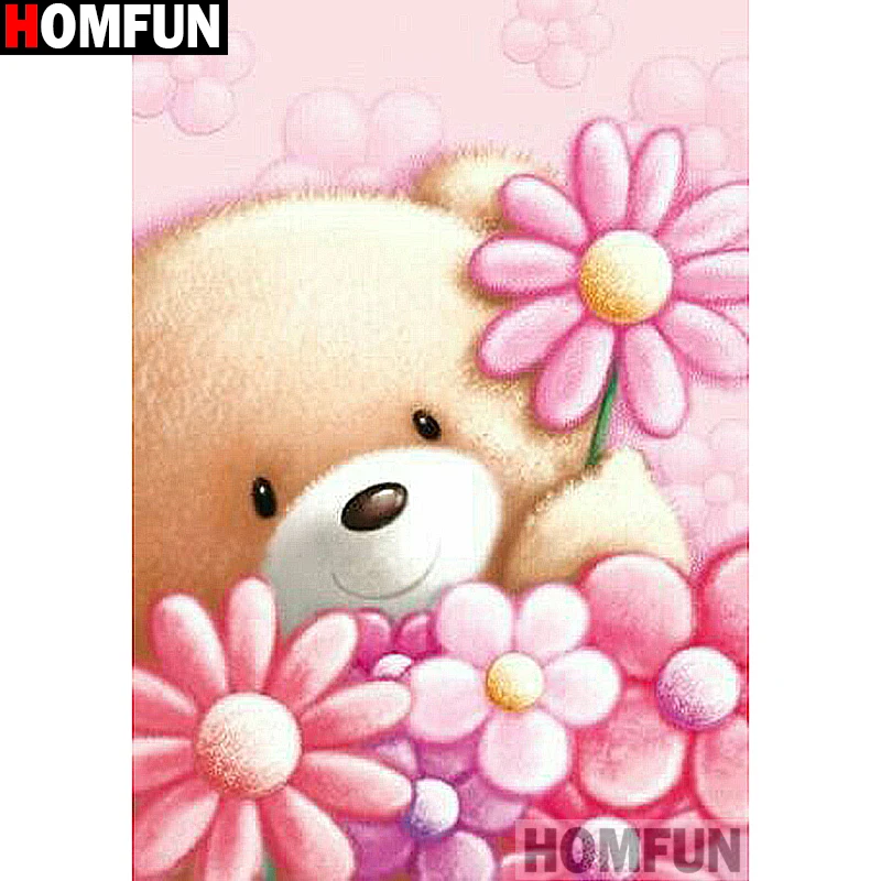 Алмазная живопись HOMFUN мультяшный медведь вышивка крестиком из