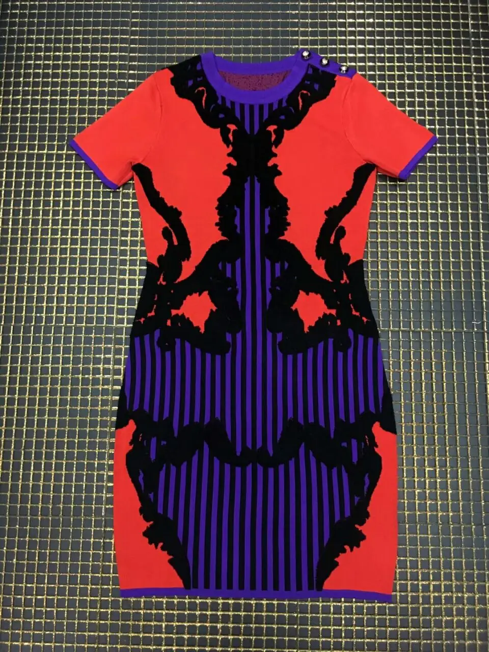 2018 Patchwork jacquard Women fashion Club dress O-Neck short sleeve Elegant Celebrity evening party Bandage bodycon dresses | Женская