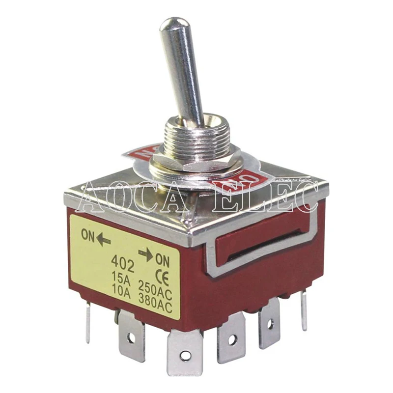 10 шт. KN3C-402 ON-ON 4PDT 12 Pin коричневый Средний тумблер 15A 250VAC 12,2 мм 2 положения