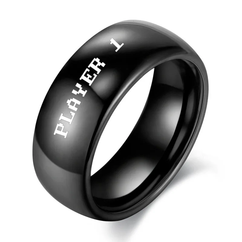 GELICITY Super Marie Style Black Stainless Steel Couple Ring Simple Fashion Wedding Personality Engagement Gift | Украшения и