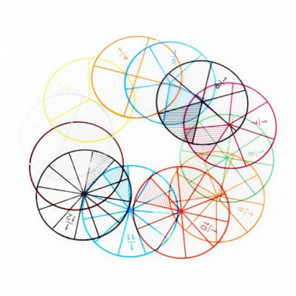 12pcs Plastic Number Fraction Circles Montesori Education Learning Toys for Children Kindergarten Preschool Math Chips|Юный математик| |