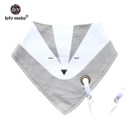 grey fox bib Let's Make/детские вещи, Детские нагрудники и салфетки для отрыжки, 1 предмет, хлопковый нагрудник, мультяшный силиконовый прорезыватель, не содержит бисфенола, детские вещи, одежда для кормления - Цвет: grey fox bib