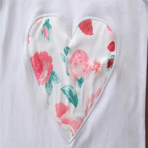 

pudcoco Newest Arrivals Hot Infant Newborn Toddler Adorable Girl Heart Tops T-shirt Floral Dress Headband Clothes Outfit Set