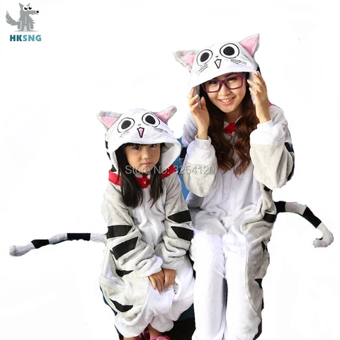 Пижама HKSNG в виде животного для взрослых, кигуруми, кошка с сыром, высококачественные фланелевые Семейные костюмы для косплея, детские комбинезоны, кигуру
