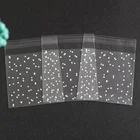 100 шт.лот пластиковые прозрачные подарочные пакеты для печенья в горошек, целлофановые пакеты для печенья и конфет, самоклеящиеся упаковочные принадлежности