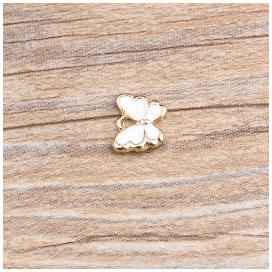 10 PC Little Cute Butterfly Shape Charm DIY Jewelry Bracelet Necklace Pendant Charms Gold Tone Enamel Floating | Украшения и