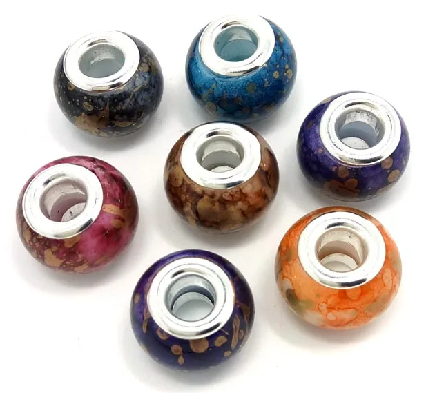 Бесплатная доставка 50 шт новые цветные круглые бусины с большим отверстием