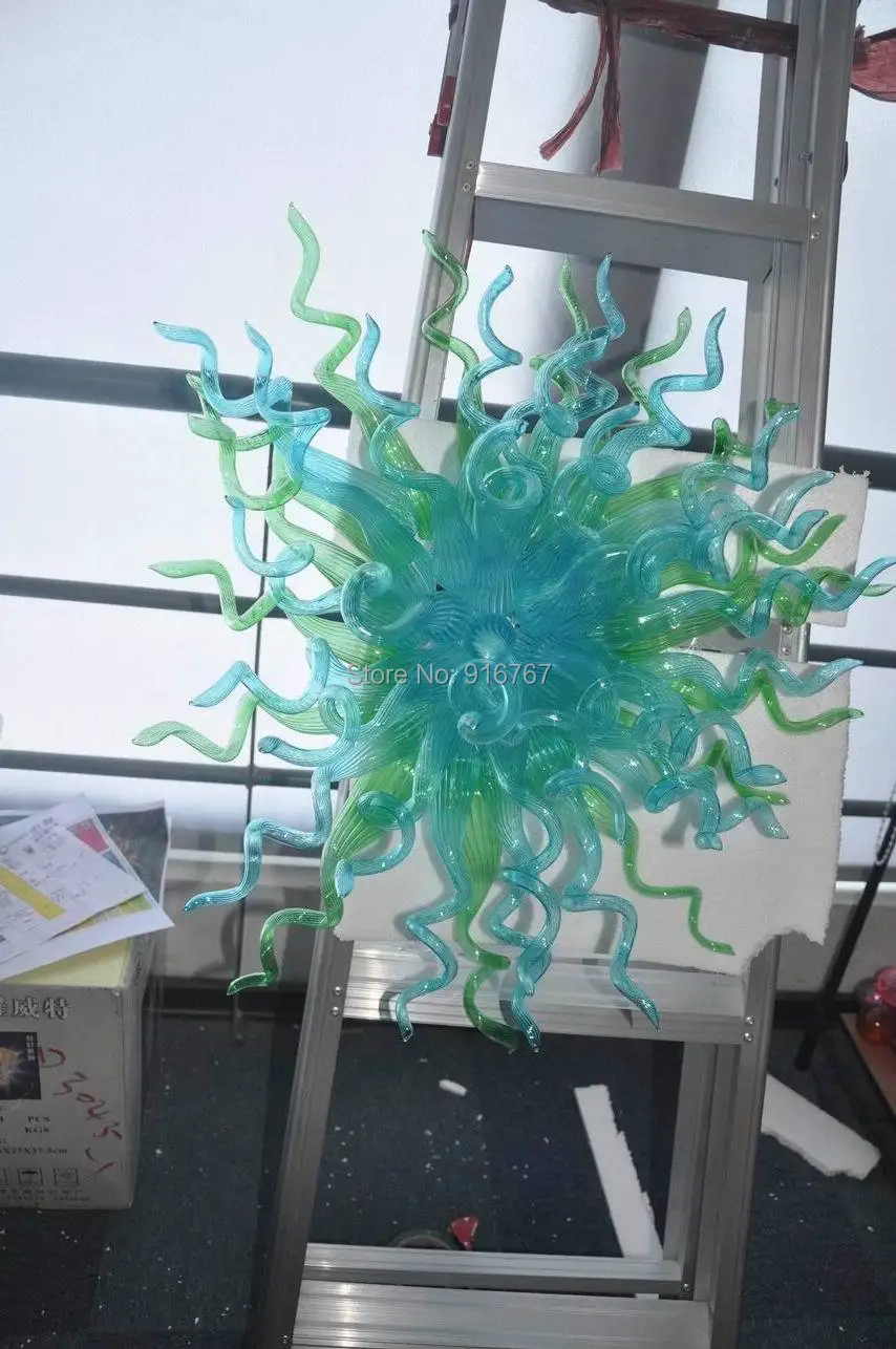 

Free Shipping Hanging Green and Blue Glass Lamp Shade