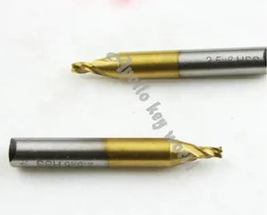 2,5 мм сверло титанизированная Концевая фреза фрезерный ключ для вертикального ключевого станка, титановый Фрезерный резак