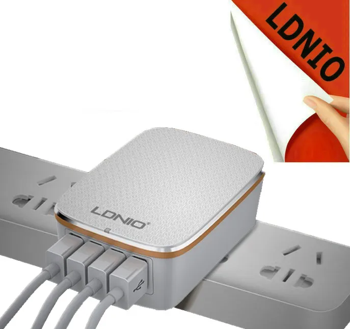 Ультракомпактное дорожное зарядное устройство LDNIO с 4 портами USB складная вилка