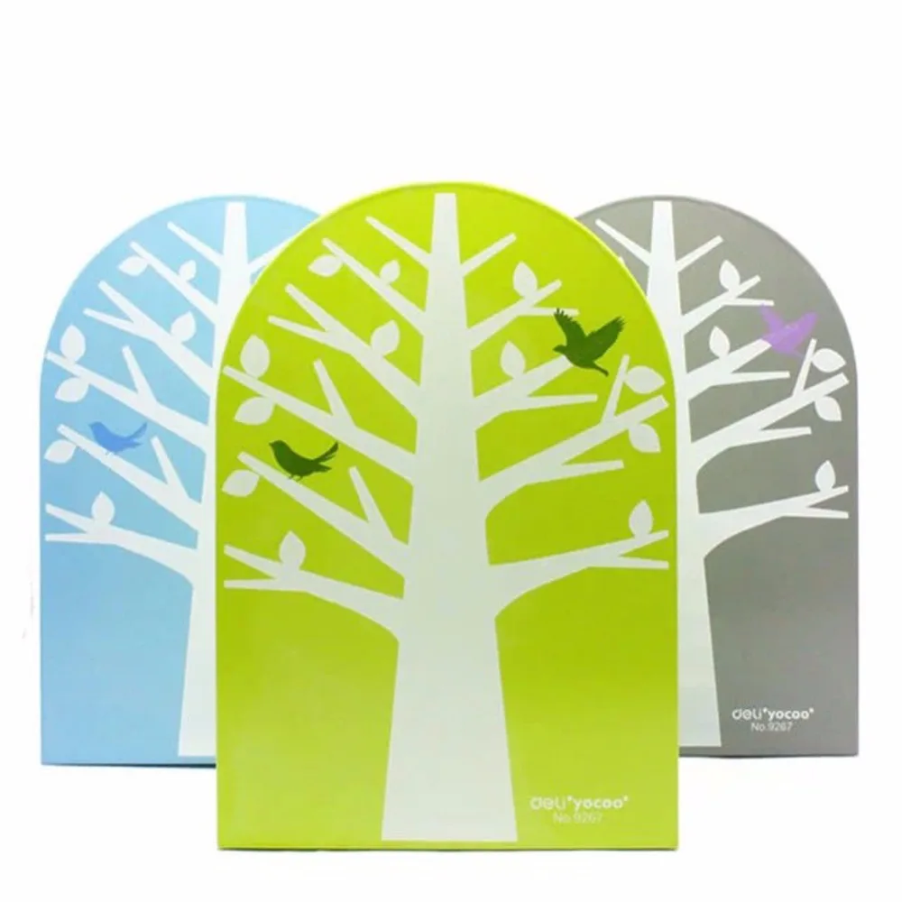 1 пара/лот 3-Color Tree-Imaged Metal Bookend SL00011 | Канцтовары для офиса и дома