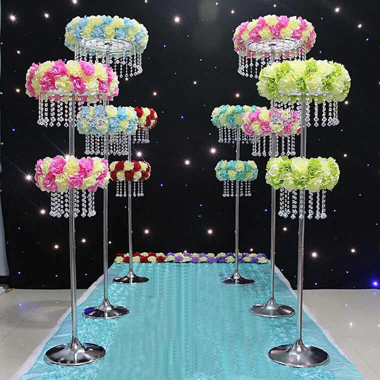 

Wedding Crystal Pillar Aisle Flower Stand Wedding Centerpiece 150cm Tall