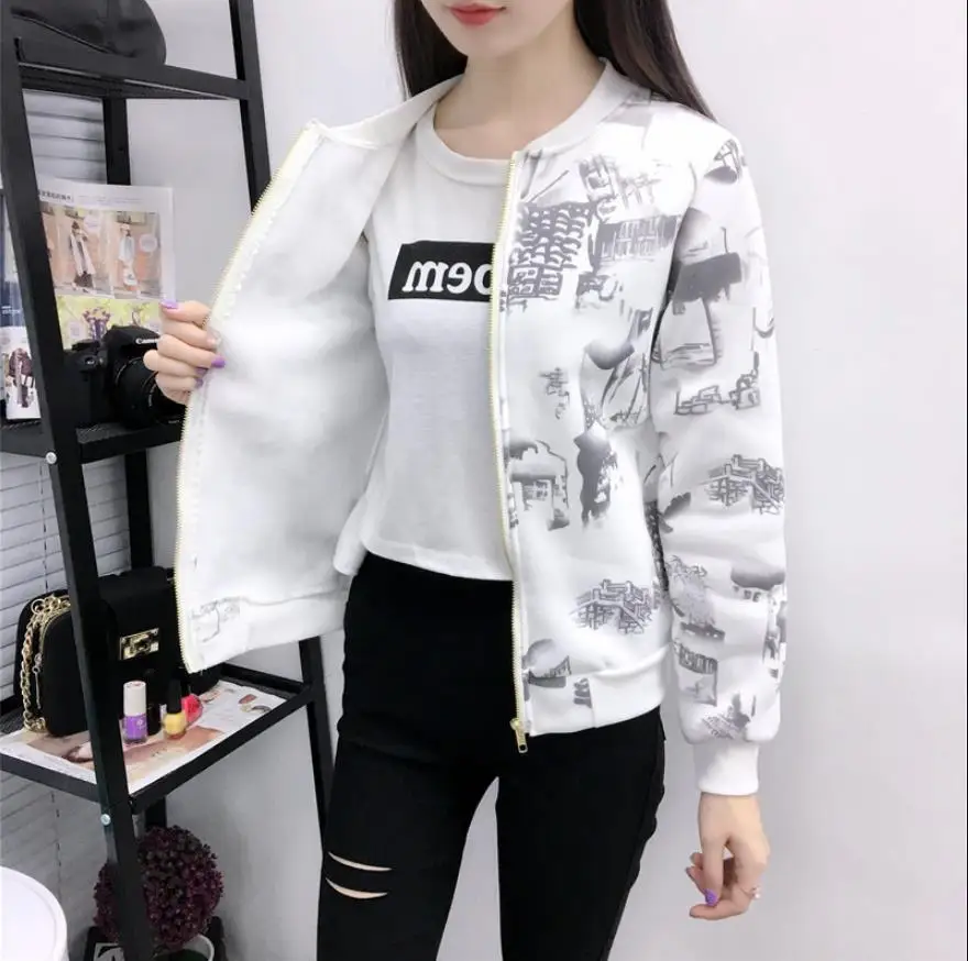 Женская весенне-осенняя Корейская толстовка Повседневная бейсбольная одежда с