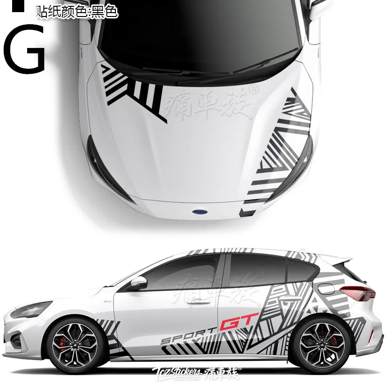 G Автомобильные наклейки для Ford Focus, цветные наклейки для тела, декоративные модифицированные персональные наклейки, пленка - Название цвета: G