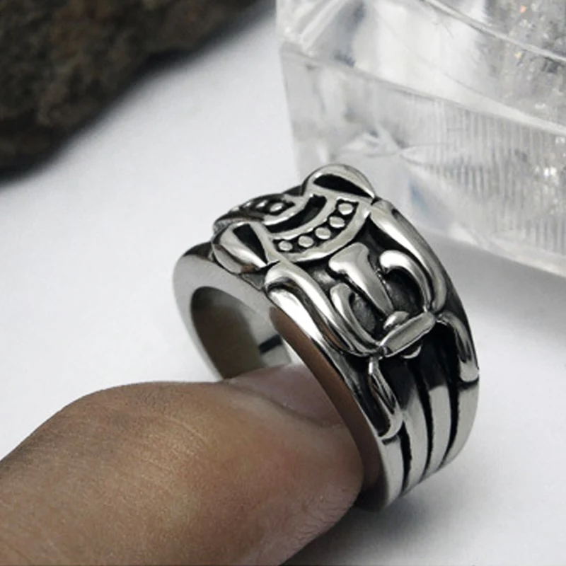 Timmilyar Vintage Antique Engraving Ring Men Titanium Steel Jewelry Accessories Gift For A Friend | Украшения и аксессуары
