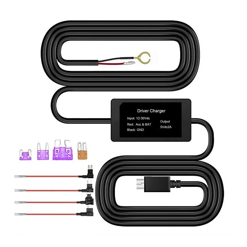 HGDO DC 12/24 в 5 в 2 А 3 м Мини USB Hardwire комплект для видеорегистратора Reaview зеркальная камера gps автомобильное зарядное устройство автоматическая зарядка для автомобиля Dvr