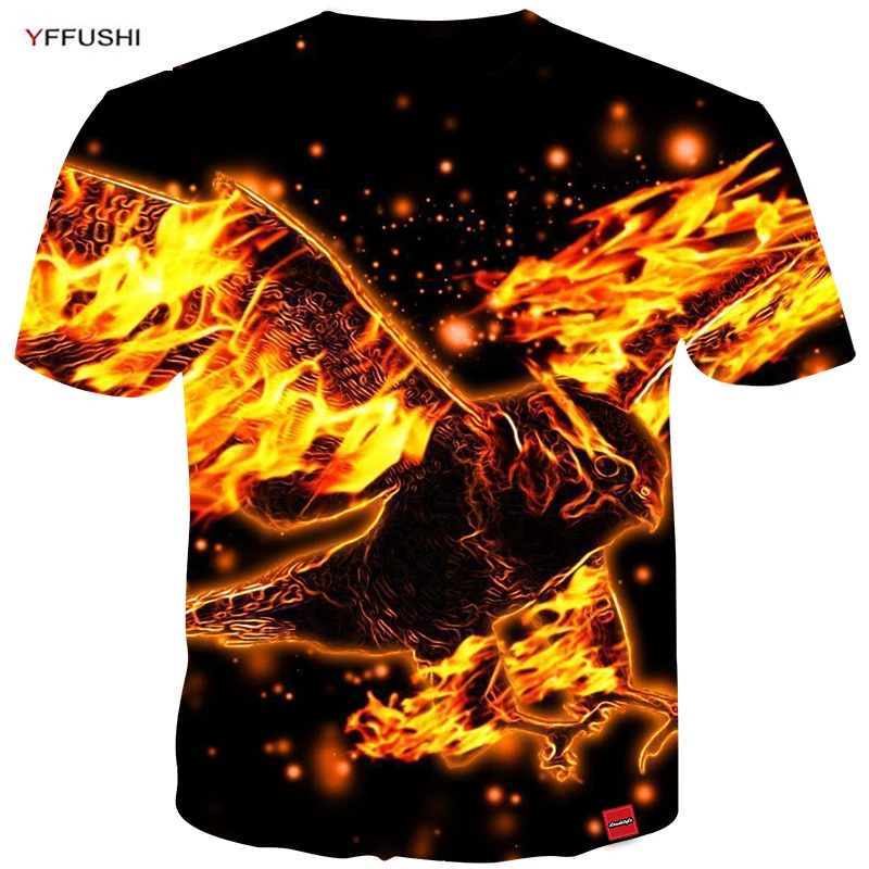 

YFFUSHI Male Plus Size 5XL Short Sleeve 3d t-shirt Fashion Fire Eagle 3d Printing Animal Tops Streetwear Hip Hop Tees Men