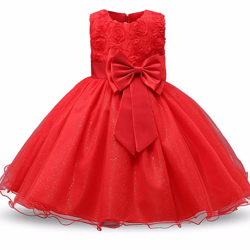 

Baby Girls Bow Princess Dress Summer Kids Tutu Wedding Birthday Party Teenager Flower Dresses Children Elegant Christmas Costume
