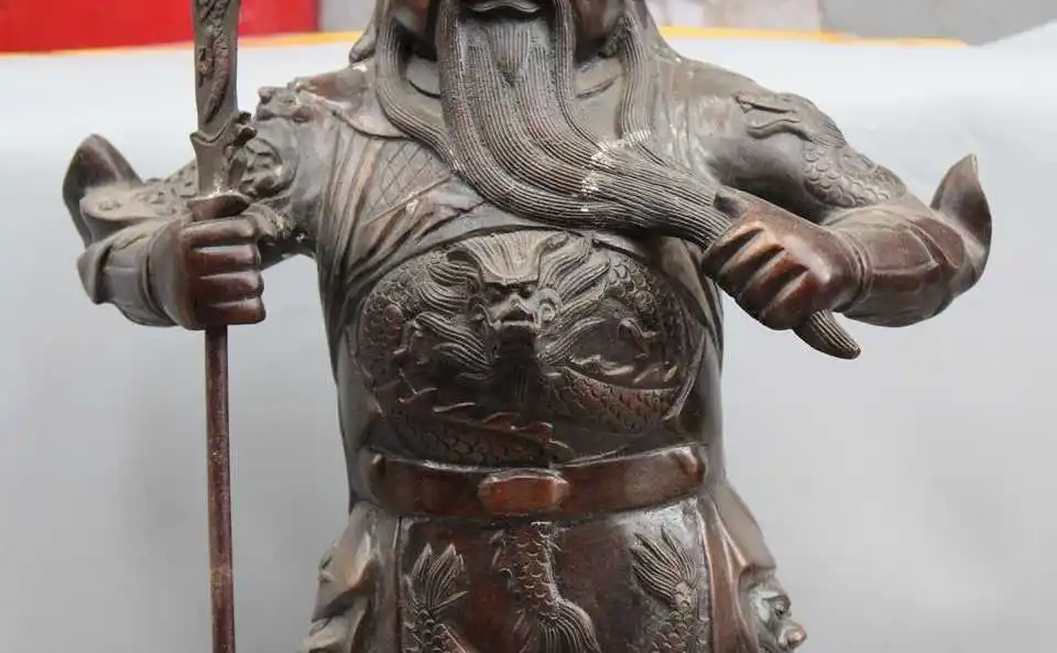 25&quot China Chinese Bronze martial Stand Warrior General Guan Gong Yu Statue Sculp | Дом и сад