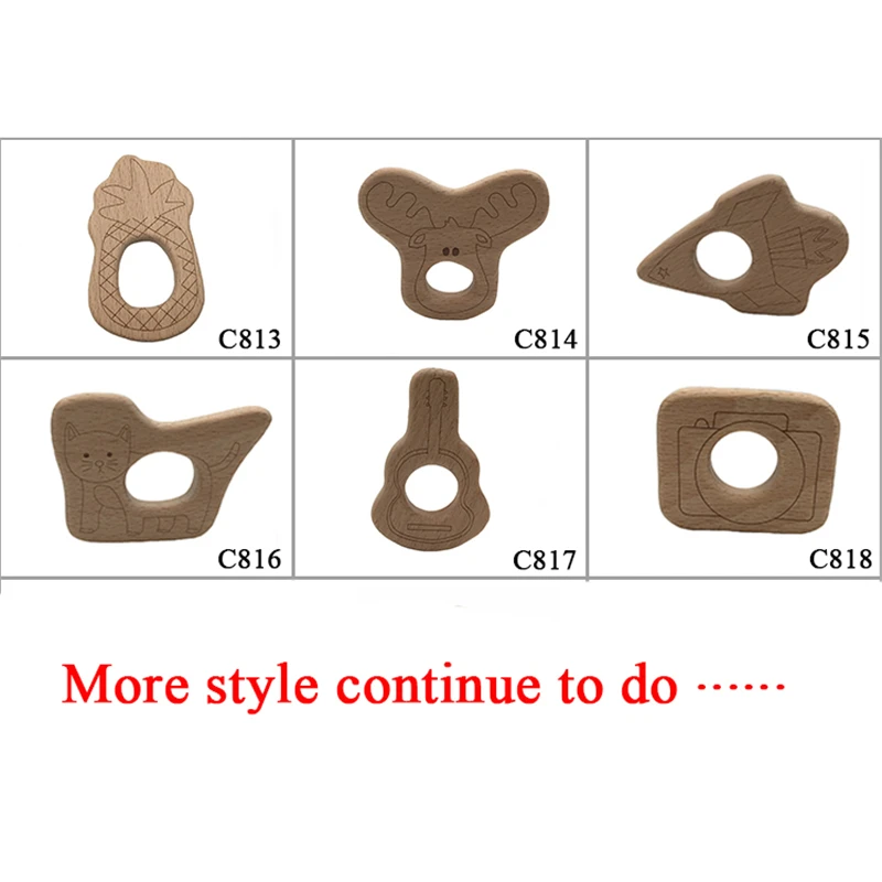 10 шт. безопасный Прорезыватель для зубов с оленем милый дизайн деревянное кольцо