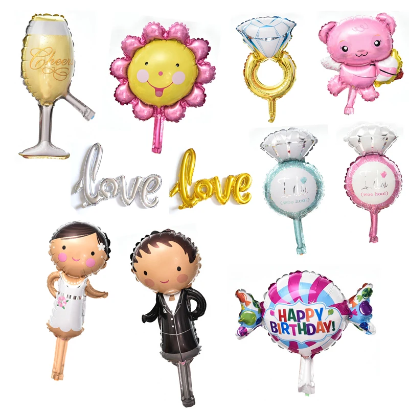 Воздушные шарики в форме животных мини мультфильм цветы алюминиевая фольга
