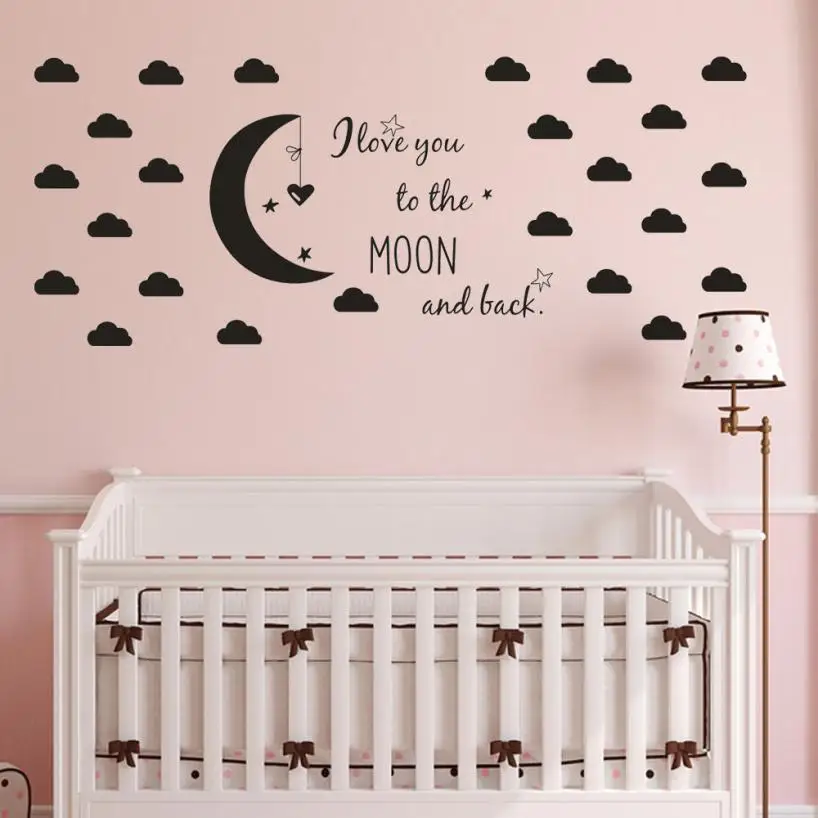 Наклейки на стену I Love You To The Moon и Back настенные наклейки для детской комнаты