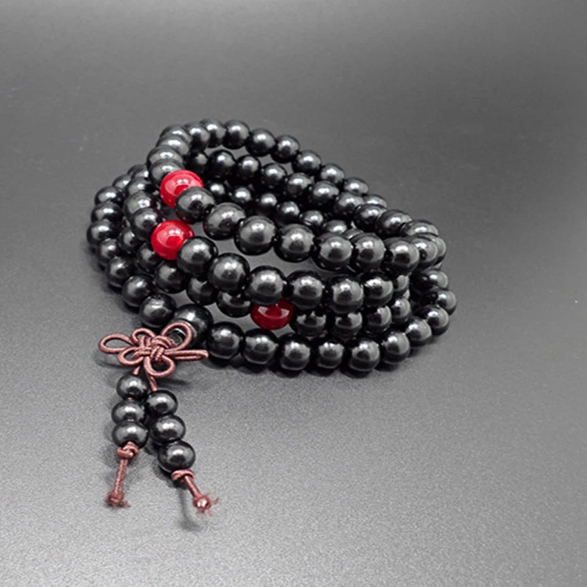 Лидер продаж модные бусины из натурального черного дерева 8 мм браслеты Будды