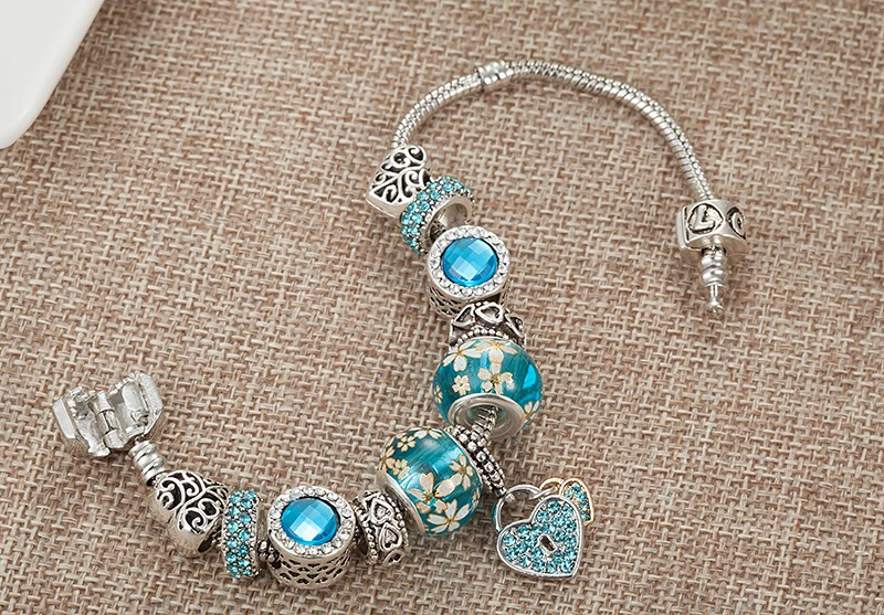 Лидер продаж женские браслеты VIOVIA в форме сердца с синими кристаллами B16071|bracelets
