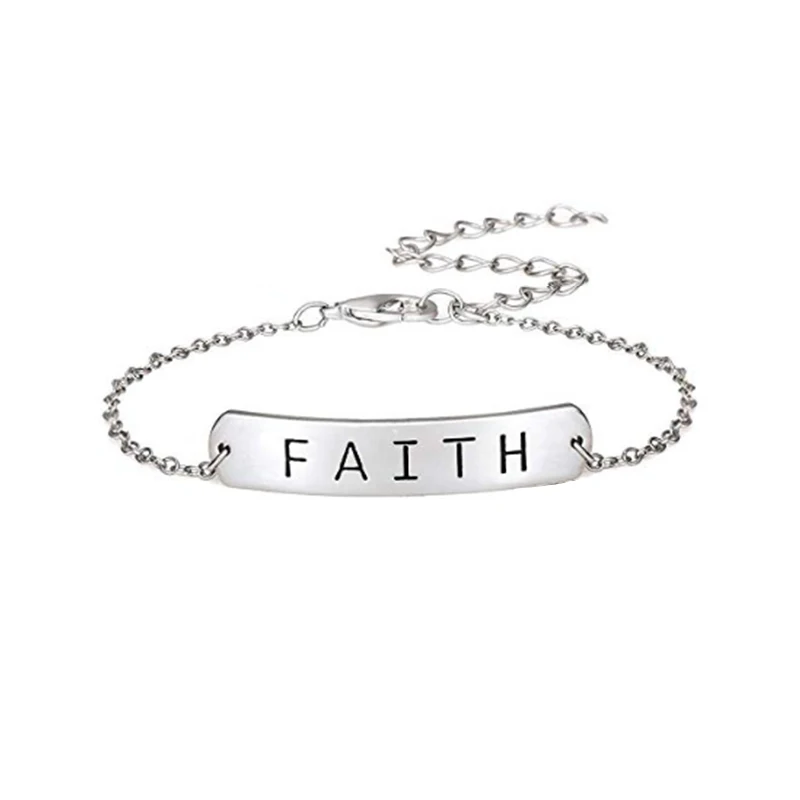 Fashion Inspirational Hope Love Faith Charm Bracelet Gold Silver Color Chain Bracelets For Women Men Stainless Steel Jewelry | Украшения и